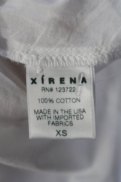 Xirena Women's Round Neck Long Sleeves Half Button Blouse White Size XS