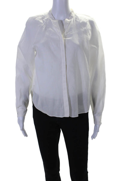 Rag & Bone Women's Round Neck Long Sleeves Button Down Shirt White Size XS