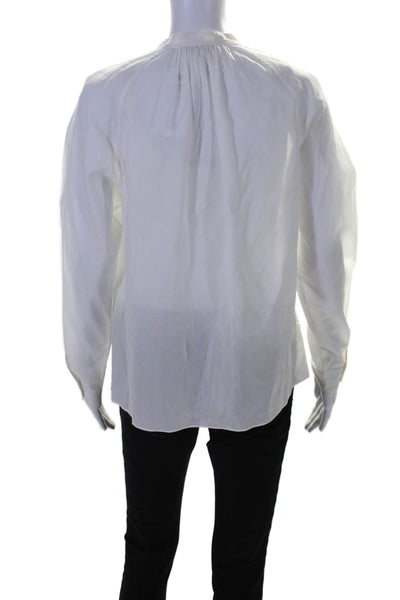 Rag & Bone Women's Round Neck Long Sleeves Button Down Shirt White Size XS