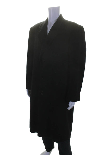 Silver Cloud Mens Cashmere Button Collared Long Sleeve Trench Coat Black Size M