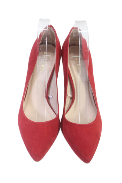 Kate Spade Womens Suede Almond Toe Slip-On Stiletto Heels Pumps Red Size 7.5