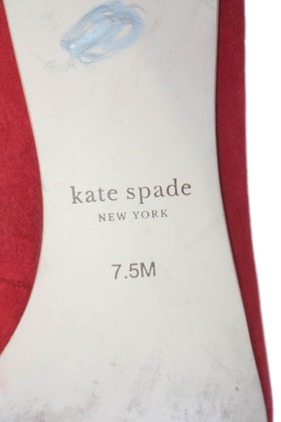 Kate Spade Womens Suede Almond Toe Slip-On Stiletto Heels Pumps Red Size 7.5