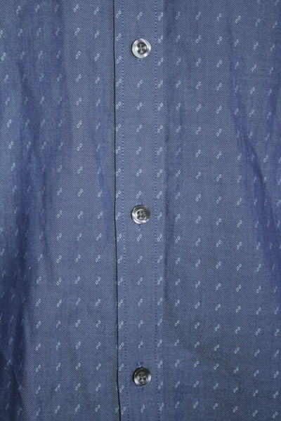 Michael Michael Kors Mens Geometric Long Sleeved Collared Shirt Blue Size 32