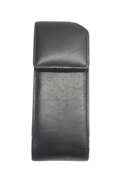 Coach Womens Leather Fold Over Snap Button Closure Phone Holder Pouch Black