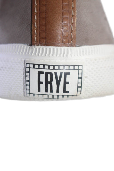 Frye Womens Leather Laced Textured Sole Debossed Logo Sneakers Gray Size 8