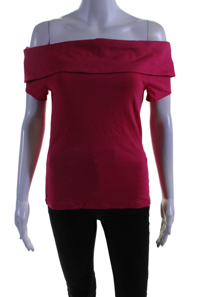 COS Womens Short Sleeve Cowl Neck Knit Tee Shirt Pink Size Small