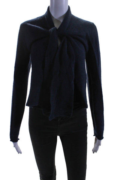 Cynthia Rowley Womens Long Sleeve Open Cashmere Cardigan Sweater Navy Medium