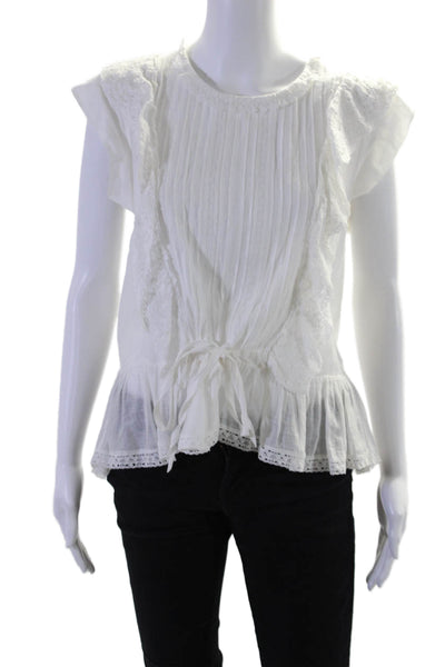 Zadig & Voltaire Womens Cotton Sleeveless Lace Tier Blouse White Size S