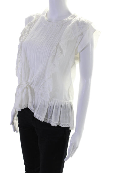 Zadig & Voltaire Womens Cotton Sleeveless Lace Tier Blouse White Size S