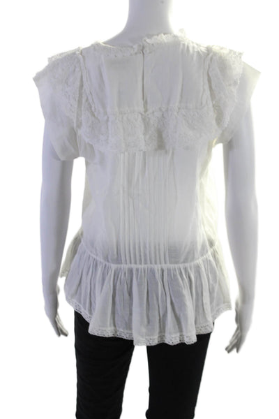 Zadig & Voltaire Womens Cotton Sleeveless Lace Tier Blouse White Size S