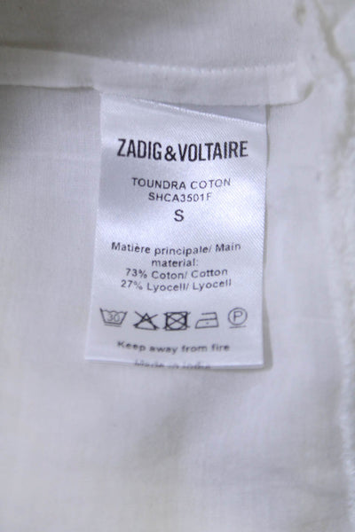 Zadig & Voltaire Womens Cotton Sleeveless Lace Tier Blouse White Size S