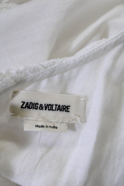 Zadig & Voltaire Womens Cotton Sleeveless Lace Tier Blouse White Size S