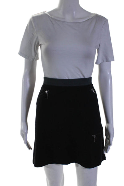 Elie Tahari Womens Black Zip Pockets Pull On Mini Skirt Size M