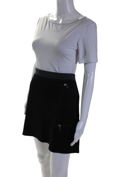 Elie Tahari Womens Black Zip Pockets Pull On Mini Skirt Size M