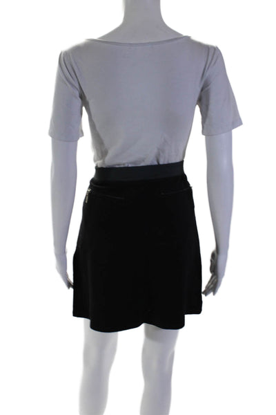 Elie Tahari Womens Black Zip Pockets Pull On Mini Skirt Size M