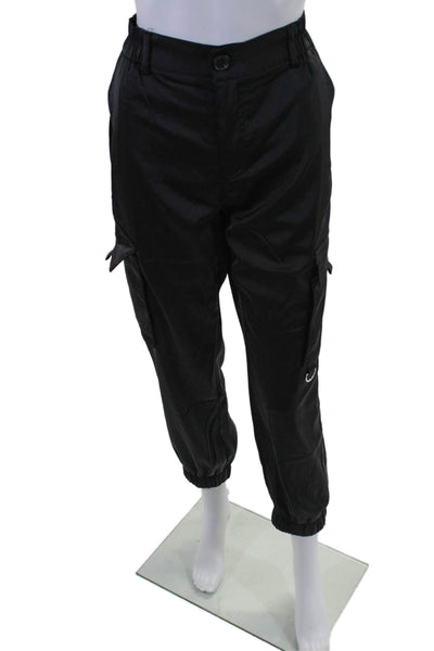 Absolu Womens Zipper Fly High Rise Cargo Jogger Pants Black Size FR 42