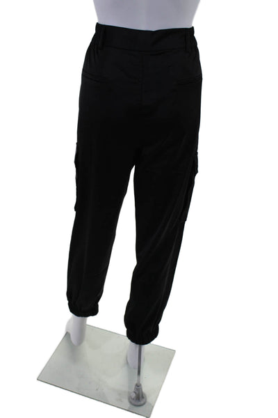 Absolu Womens Zipper Fly High Rise Cargo Jogger Pants Black Size FR 42