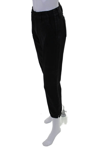 Paige Womens Zipper Fly Mid Rise Coated Mayslie Jogger Pants Black Size 27