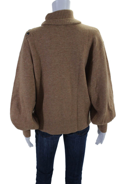 Marissa Webb Womens Long Sleeve Oversized Turtleneck Sweater Brown Size Small