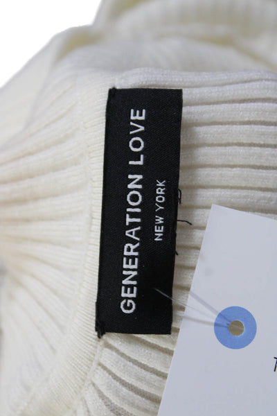 Generation Love Womens Long Sleeve Ribbed Keyhole Top White Size Small