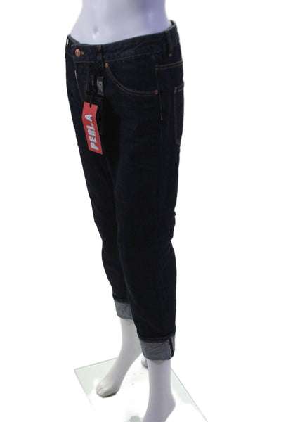 Dsquared2 Womens Blue Dark Wash Cool Girl Cropped Large Cuff Jeans Size 42