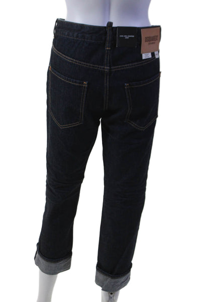 Dsquared2 Womens Blue Dark Wash Cool Girl Cropped Large Cuff Jeans Size 42