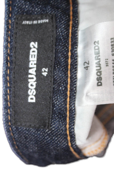 Dsquared2 Womens Blue Dark Wash Cool Girl Cropped Large Cuff Jeans Size 42