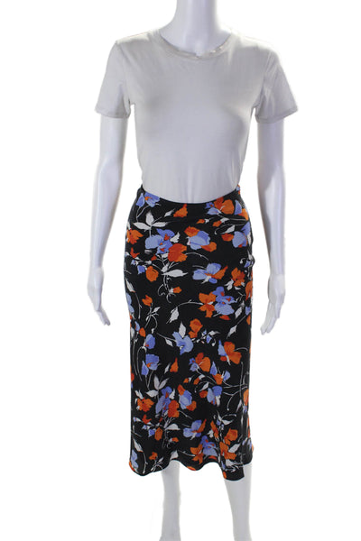 Joie Women's Hook Closure Lined Midi Flare Floral Silk Skirt Size 8