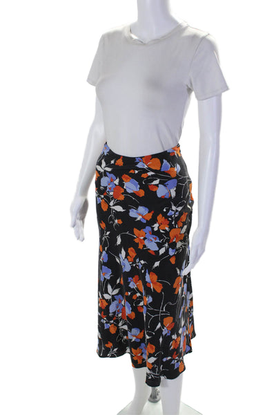 Joie Women's Hook Closure Lined Midi Flare Floral Silk Skirt Size 8