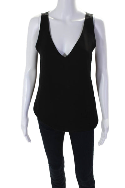 Theory Women's V-Neck Sleeveless Lined Basic Tank Top Black Size S