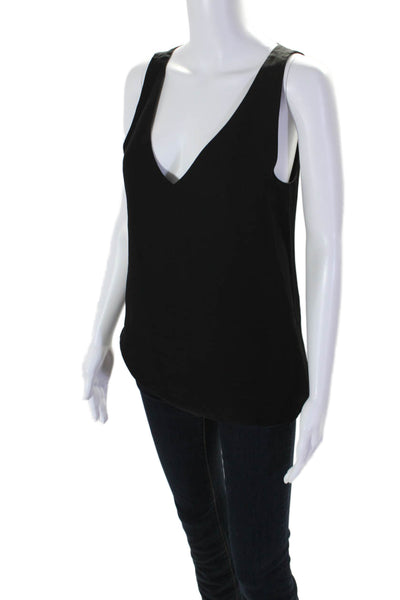 Theory Women's V-Neck Sleeveless Lined Basic Tank Top Black Size S