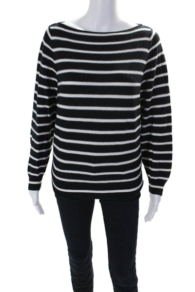 Vince Women's Round Neck Long Sleeves Pullover Sweater Black Striped Size S