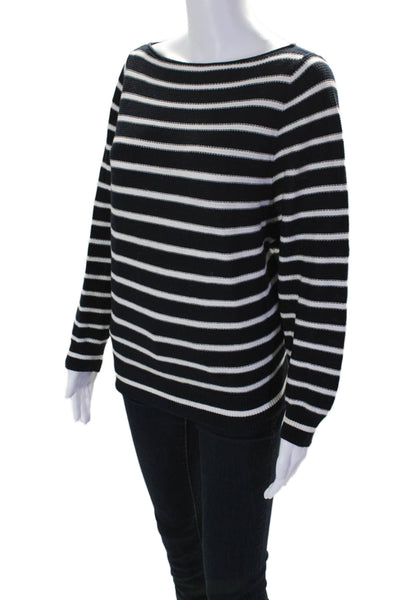 Vince Women's Round Neck Long Sleeves Pullover Sweater Black Striped Size S