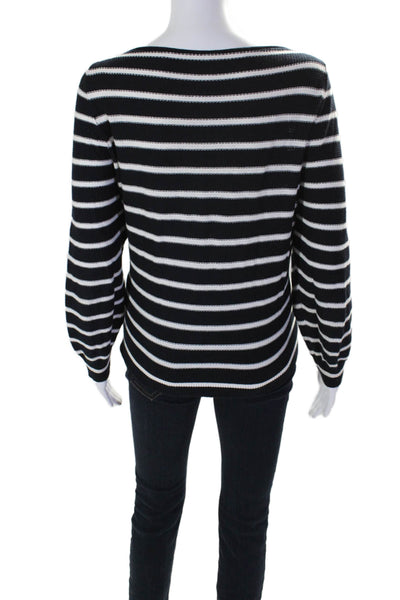 Vince Women's Round Neck Long Sleeves Pullover Sweater Black Striped Size S