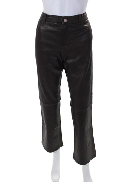 Stouls Womens Dark Prune Leather High Rise Stretch Bootcut Leg Pants Size L