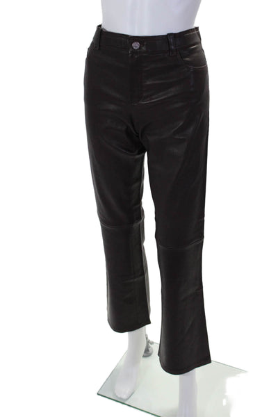 Stouls Womens Dark Prune Leather High Rise Stretch Bootcut Leg Pants Size L