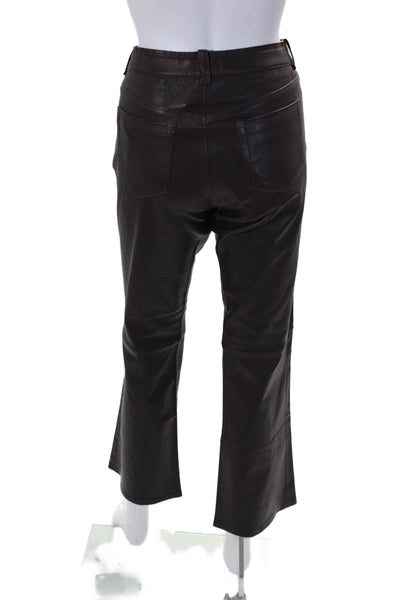 Stouls Womens Dark Prune Leather High Rise Stretch Bootcut Leg Pants Size L