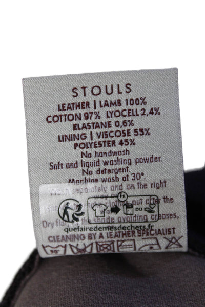 Stouls Womens Dark Prune Leather High Rise Stretch Bootcut Leg Pants Size L