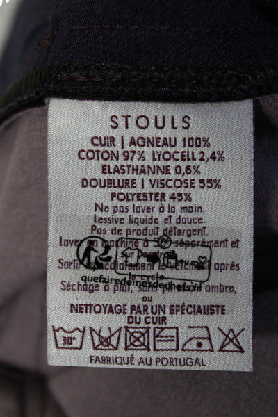 Stouls Womens Dark Prune Leather High Rise Stretch Bootcut Leg Pants Size L