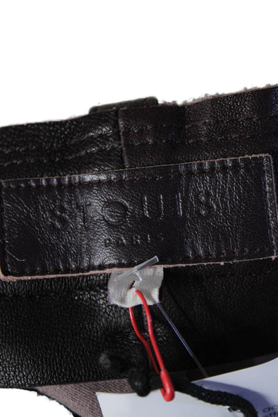 Stouls Womens Dark Prune Leather High Rise Stretch Bootcut Leg Pants Size L