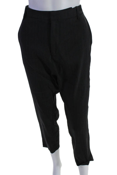 Nili Lotan Women's Hook Closure Straight Leg Pinstripe Pants Black Size 6