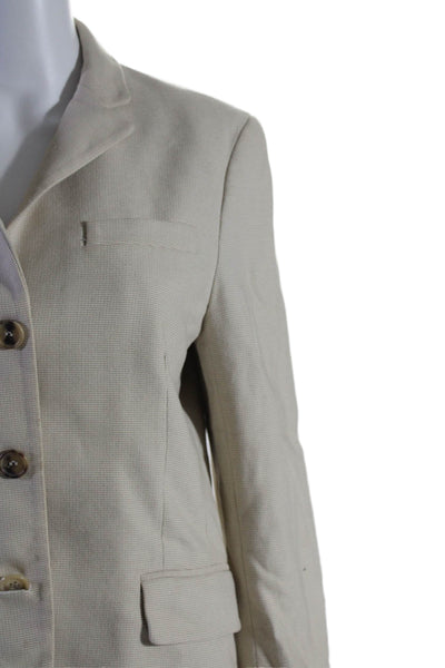 Theory Women's Collared Long Sleeves Lined Three Button Blazer Beige Size 12