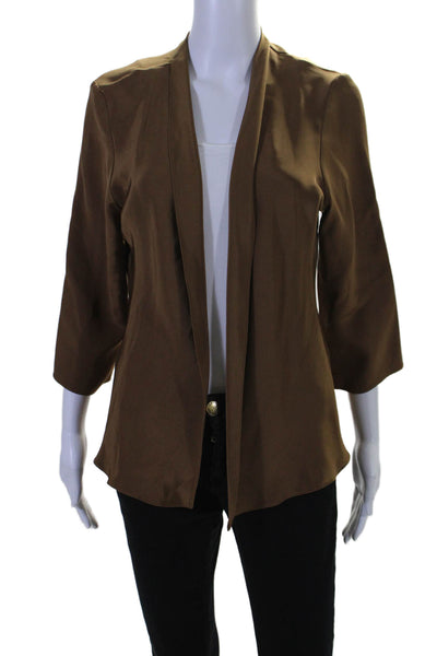 Peter Cohen Womens Silk Long Sleeves Slim Cardigan Blouse Clove Brown Size Large