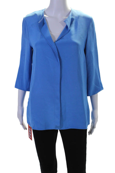 Peter Cohen Womens Silk Long Sleeves Ethnic Blouse Azulu Blue Size Small