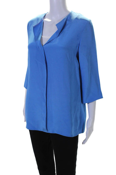 Peter Cohen Womens Silk Long Sleeves Ethnic Blouse Azulu Blue Size Small