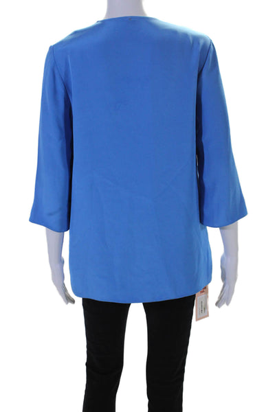 Peter Cohen Womens Silk Long Sleeves Ethnic Blouse Azulu Blue Size Small