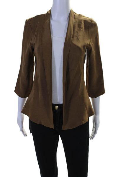 Peter Cohen Womens Silk Long Sleeves Slim Cardigan Blouse Clove Brown Size Small