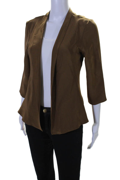 Peter Cohen Womens Silk Long Sleeves Slim Cardigan Blouse Clove Brown Size Small
