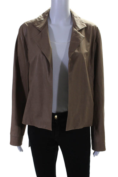 Peter Cohen Womnens Faux Leather Long Sleeves Ardor Jacket Fawn Brown Size Large