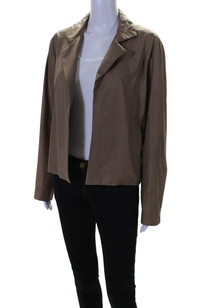 Peter Cohen Womnens Faux Leather Long Sleeves Ardor Jacket Fawn Brown Size Large